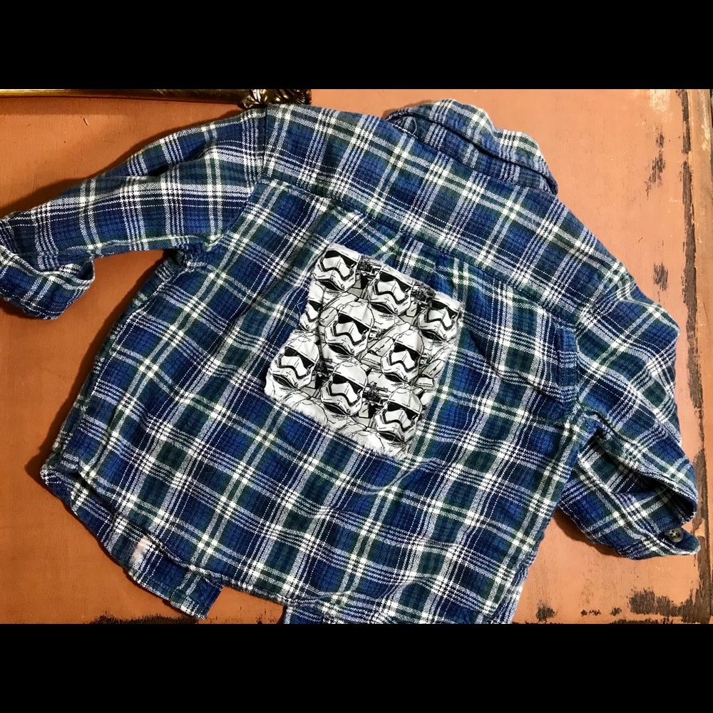 Baby Gap Flannel with Storm Trooper Patch on Back